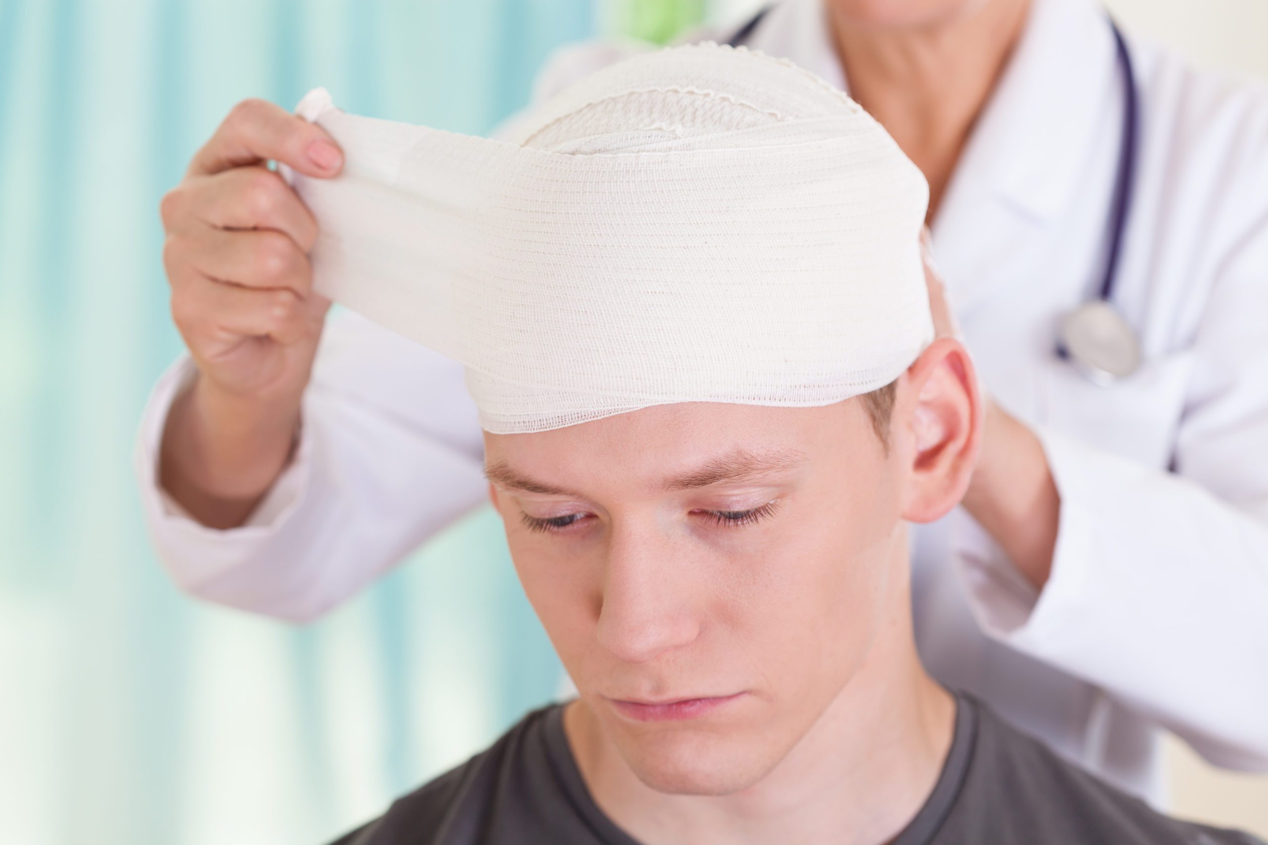 Picture of young man with head trauma ( personal injury )
