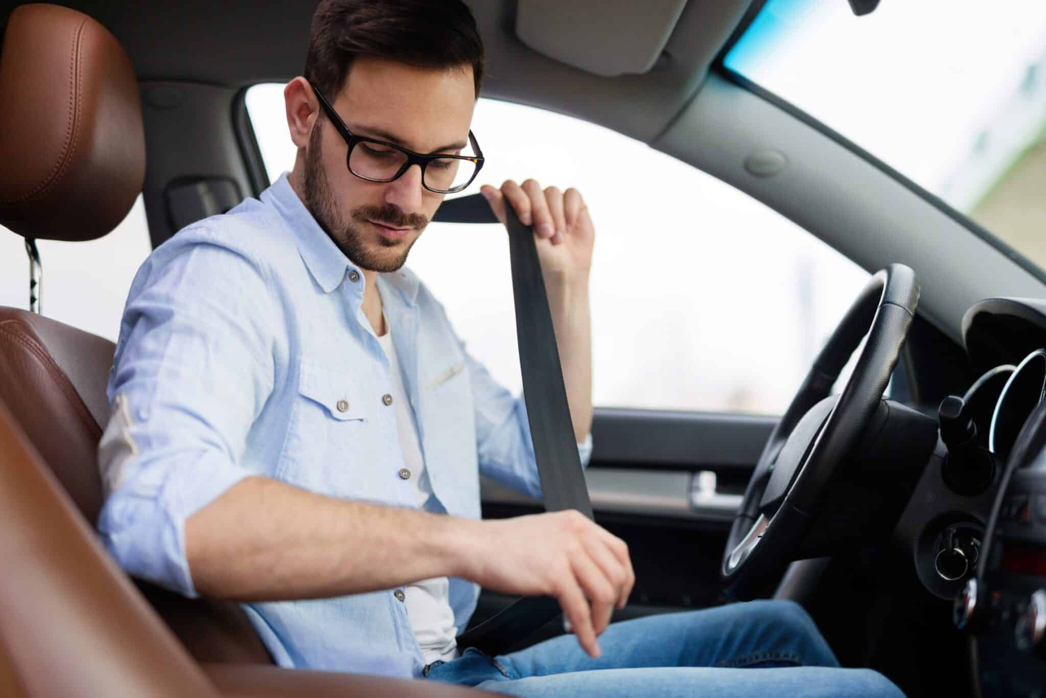 Fasten The Car Seat Belt. Safety Belt Safety First While Driving