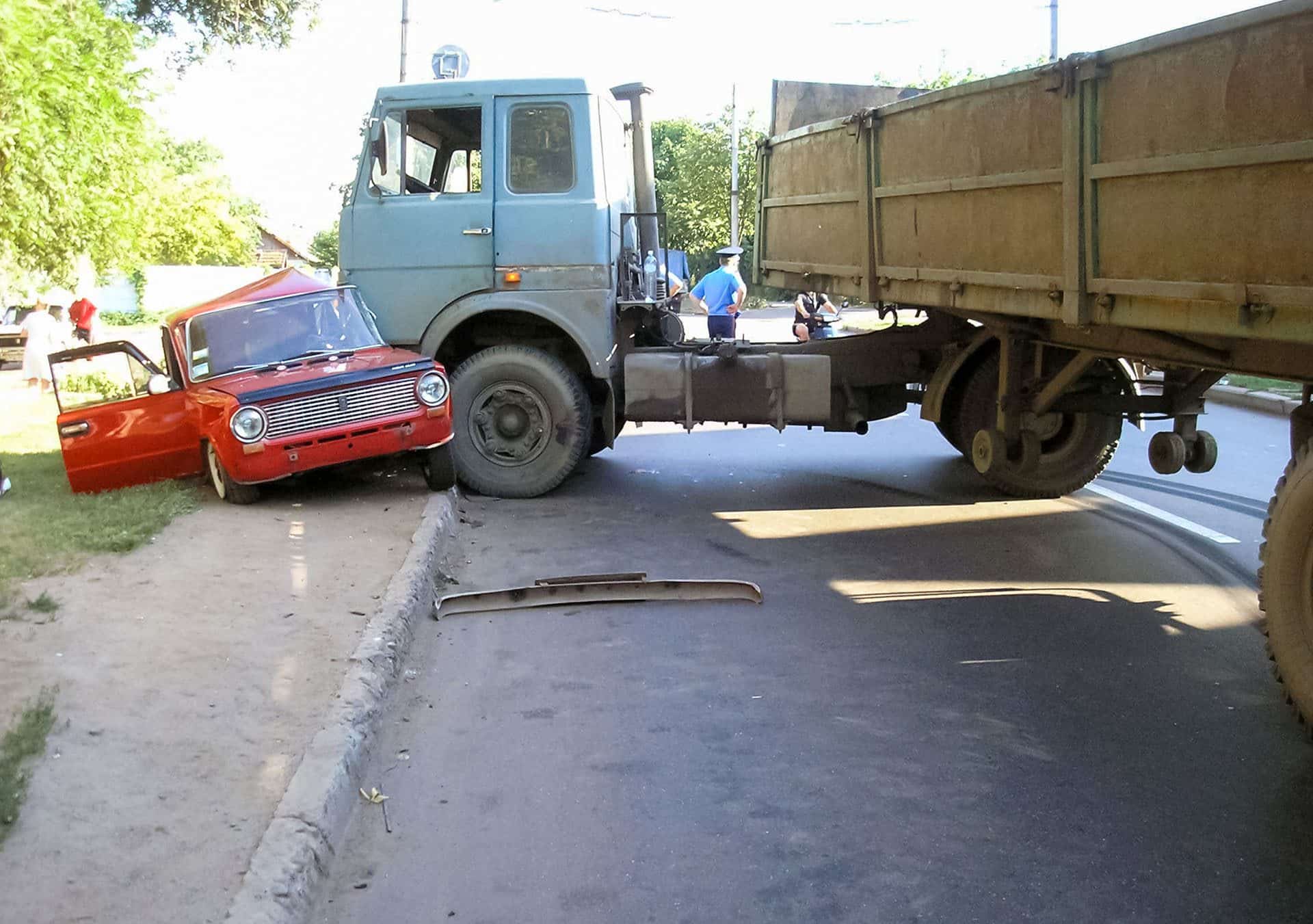 Kharkov, Ukraine - June 17, 2009: Consequences of a car accident, a wrecked car. Road traffic accident