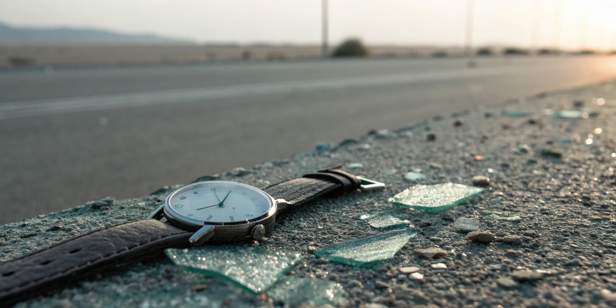 A watch in broken glass after a car accident, showing it is not too late to get a lawyer.