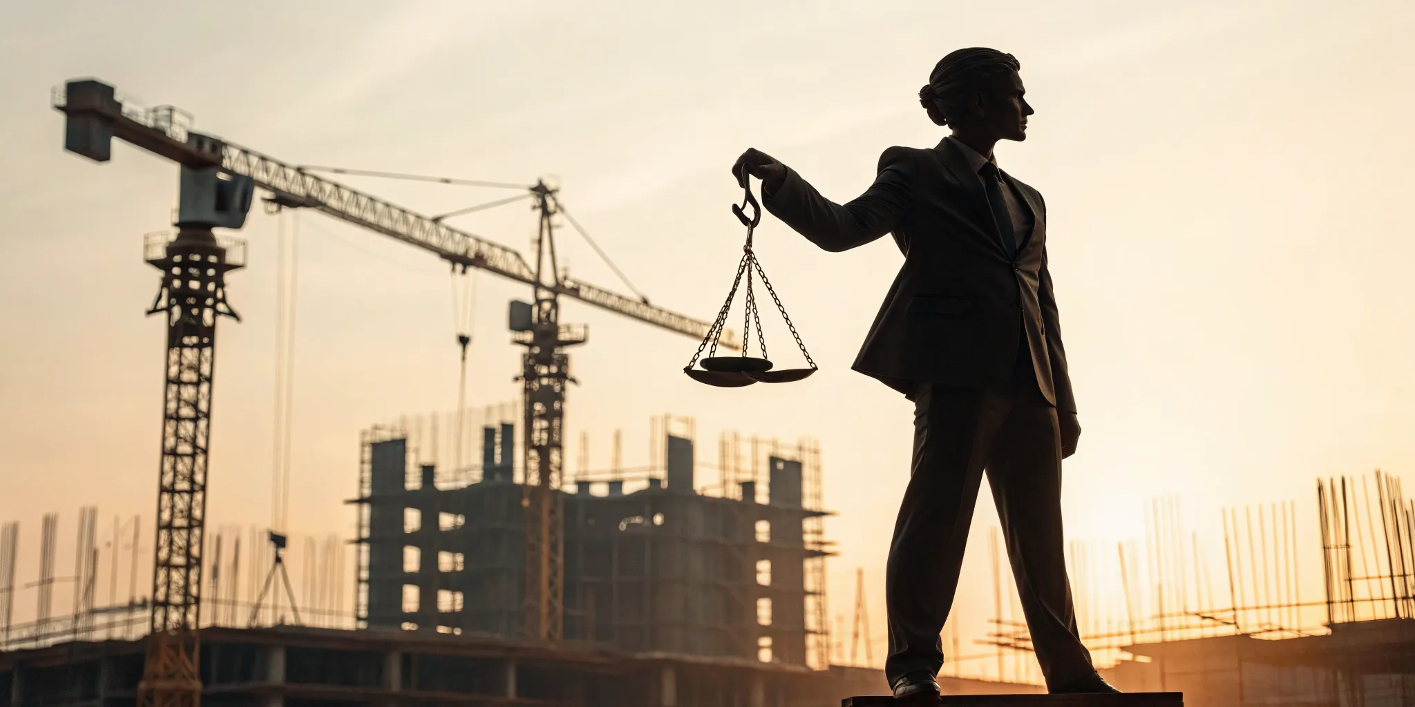A construction zone accident lawyer holding the scales of justice.