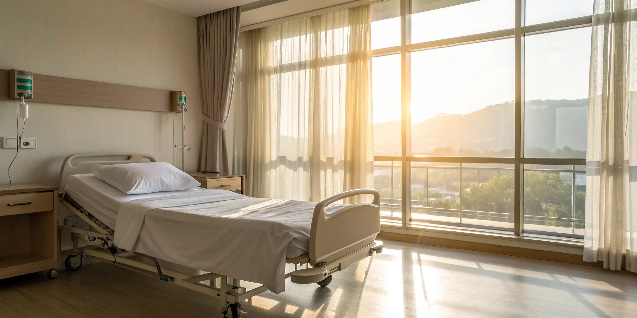 An empty hospital bed highlights the need for amputation compensation after a car accident.