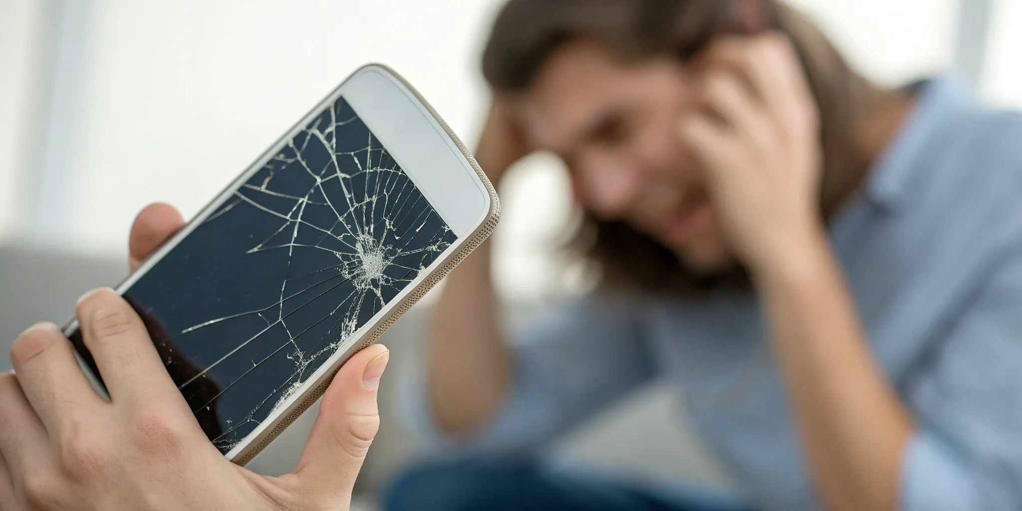A cracked smartphone screen, an example of what qualifies for a defective product lawsuit.