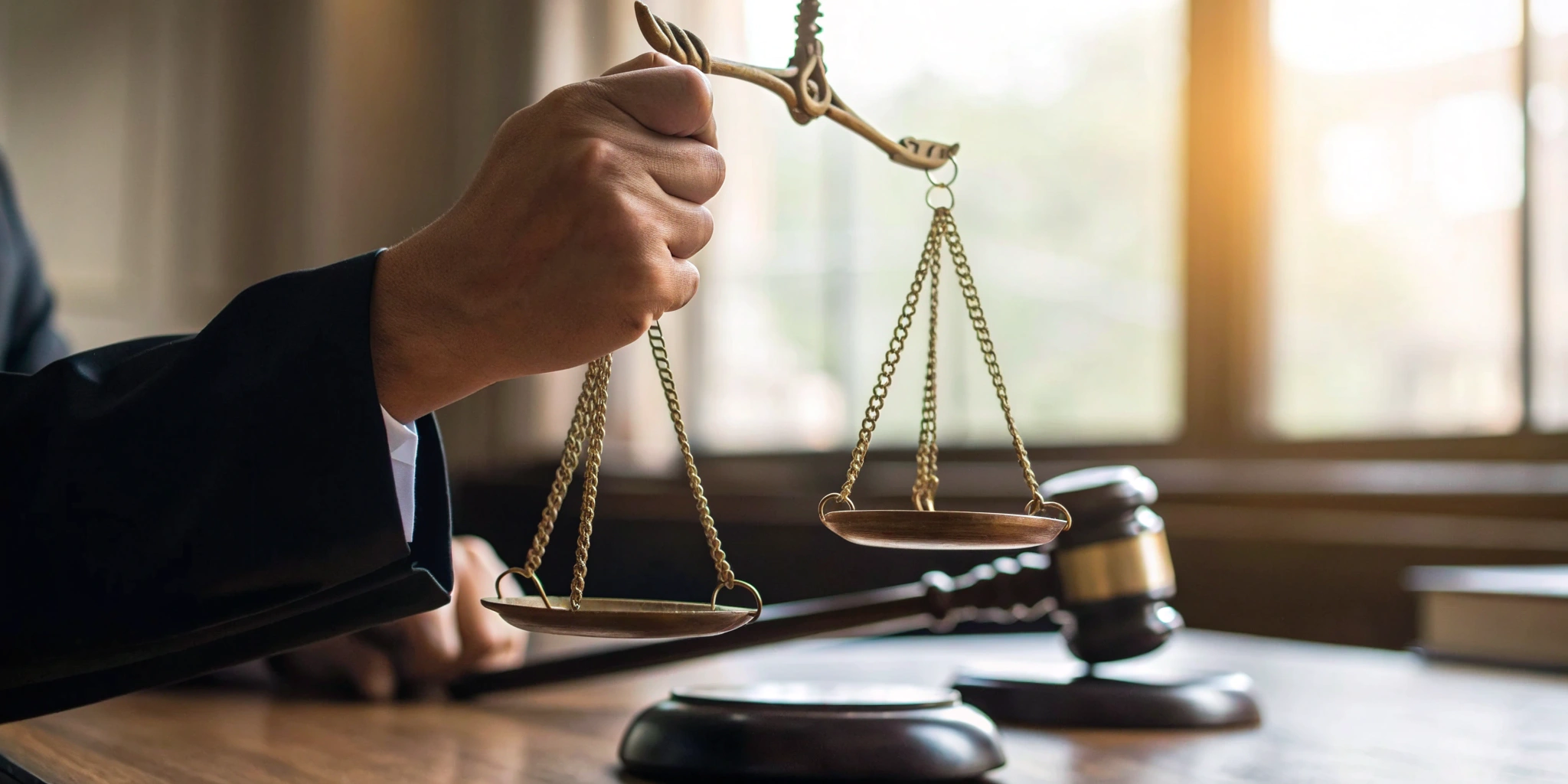 Gavel and scales of justice for a civil lawsuit seeking compensation for assault and battery.