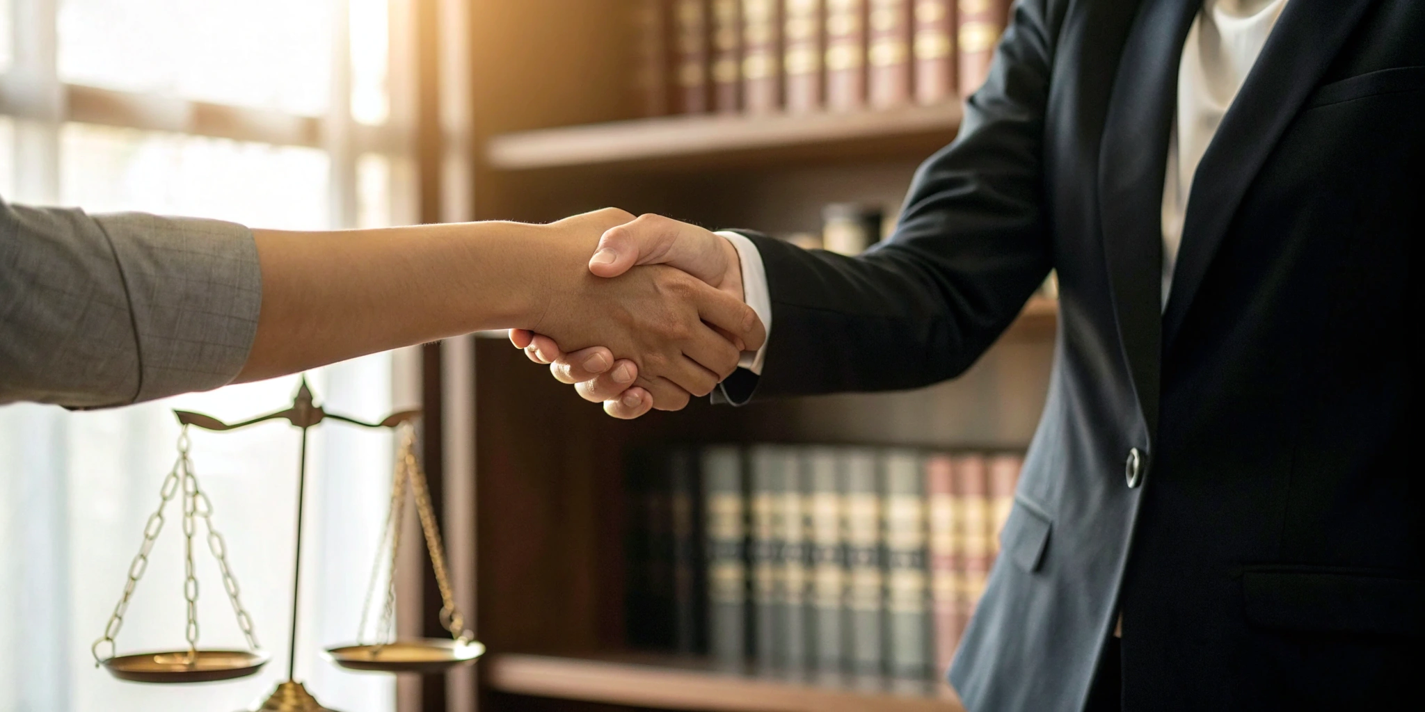 Client shaking hands with the best personal injury lawyer for their assault case.