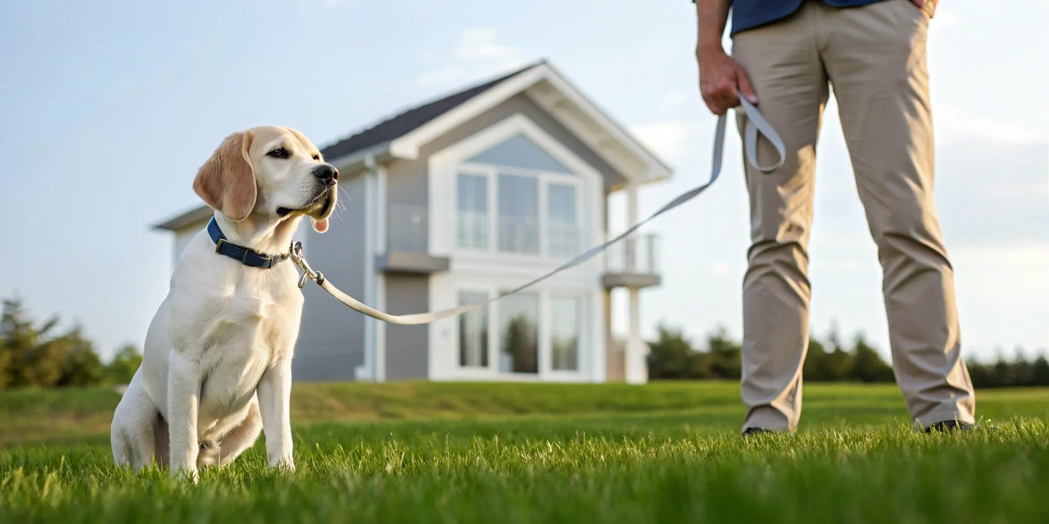 A dog on its owner's property, where a bite can lead to the owner being sued for damages.
