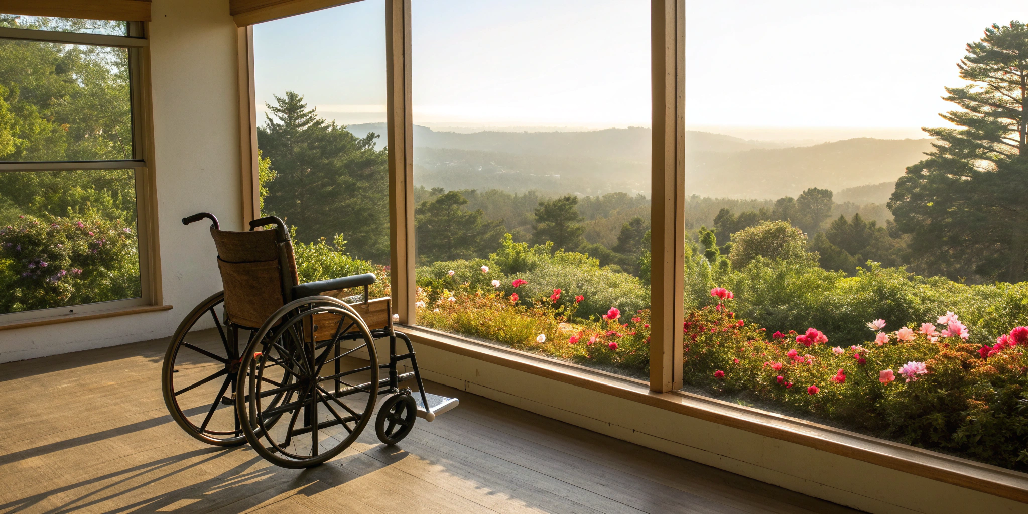 Wheelchair overlooking a California view, a situation requiring a skilled limb loss attorney.