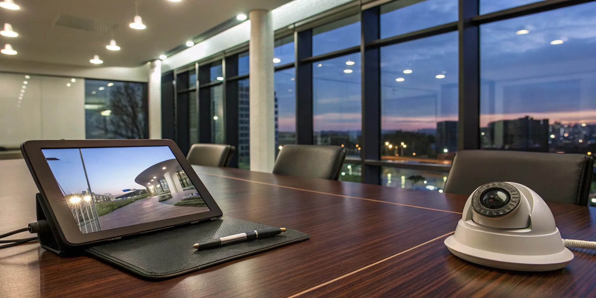 A security camera monitor showing a poorly lit area, evidence in a negligent security case.