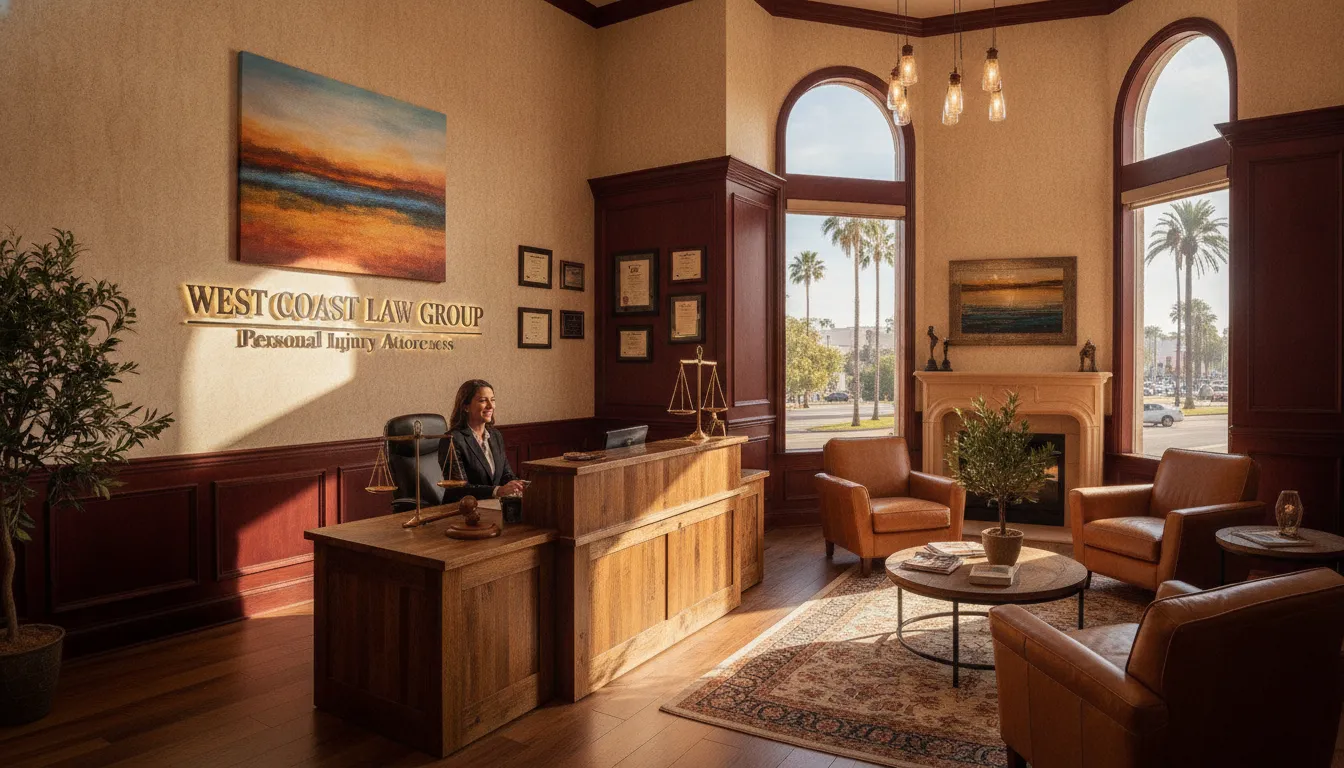 Gavel and scales of justice in a professional California law office
