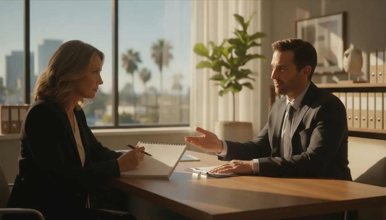 Attorney and client reviewing a personal injury claim in a California law office
